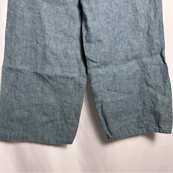 Eileen Fisher 100% Organic Linen Wide Leg Pants Blue Green Small Lagenlook - Picture 11 of 12